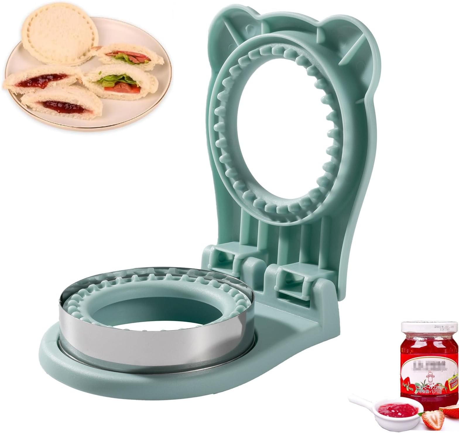 CHICHAUS Uncrustable Sandwich Maker, Sandwich Pocket Circle Shape Cutter & Se…