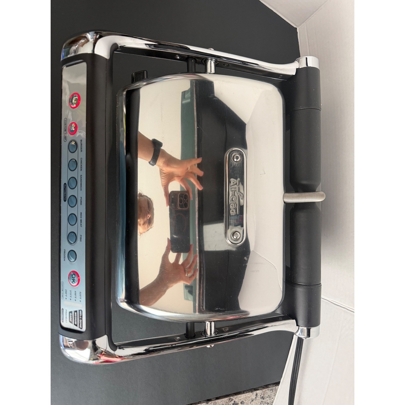 ALL CLAD Indoor Electric Tabletop Meat Grill Stainless Steel EUC XL Auto Sense