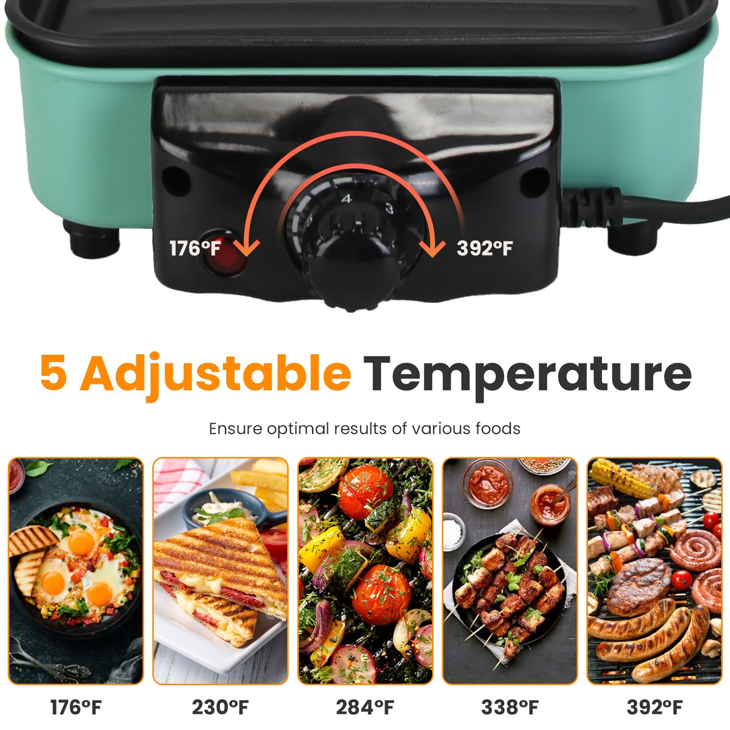 2 in 1 Electric Indoor Grill Electric BBQ Grill Portable Barbecue Cooking Plate