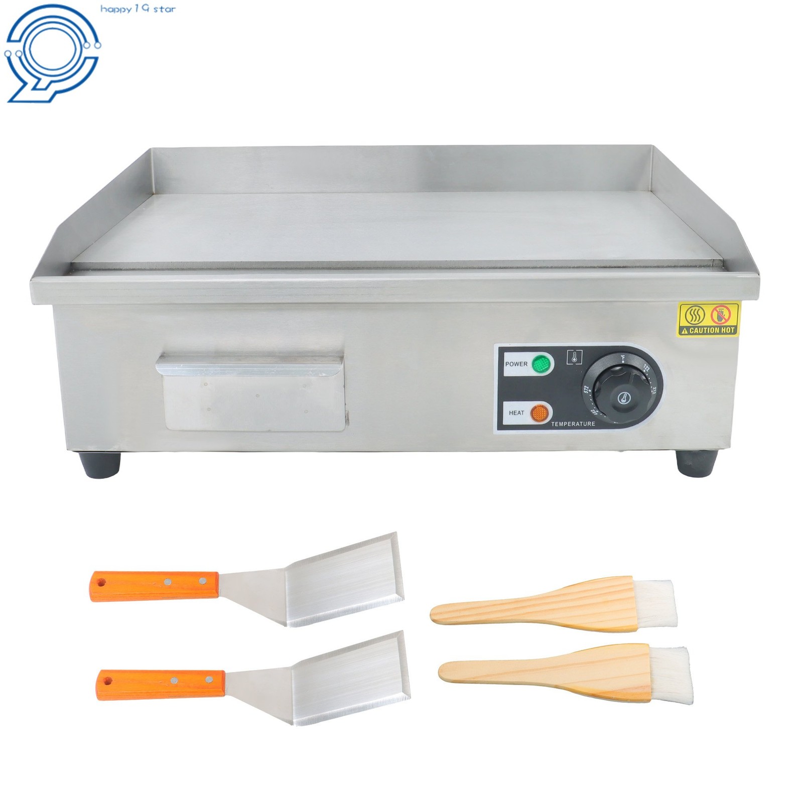 22″ 122℉-572℉ Commercial Electric Griddle 1600W Countertop Flat Top Grill