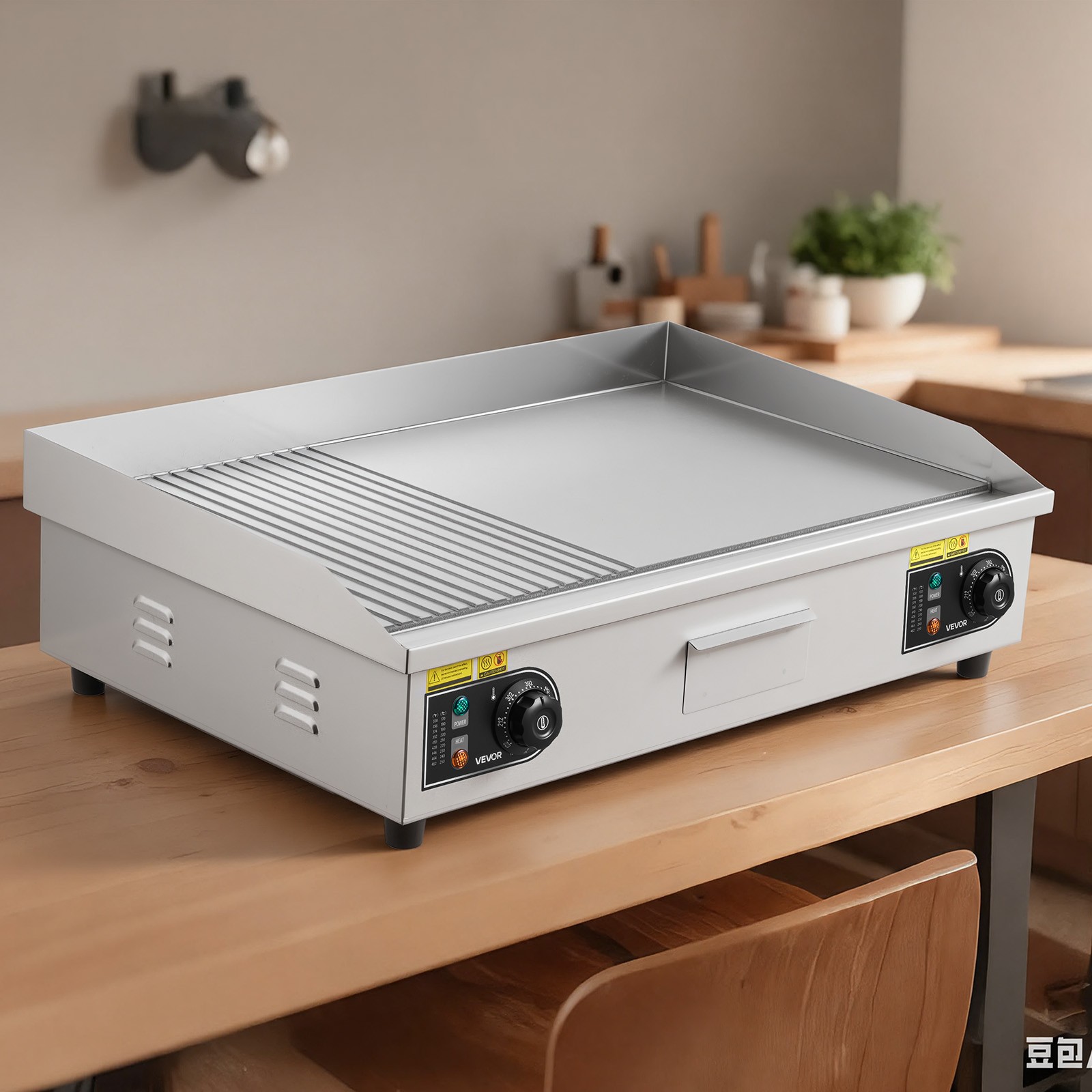 Uimoso Commercial Electric Griddle Half Flat Grill 28.54 x 15.75 in(NO PLUG)