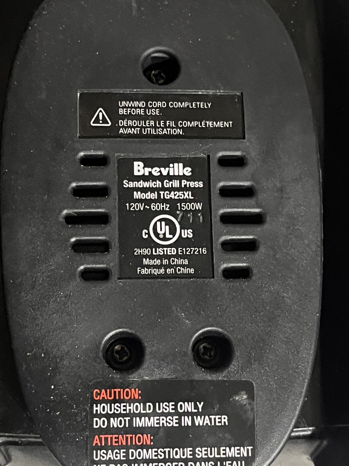 BREVILLE TG425XL Heavy Duty Stainless Steel Adjust Panini Sandwich Grill Press