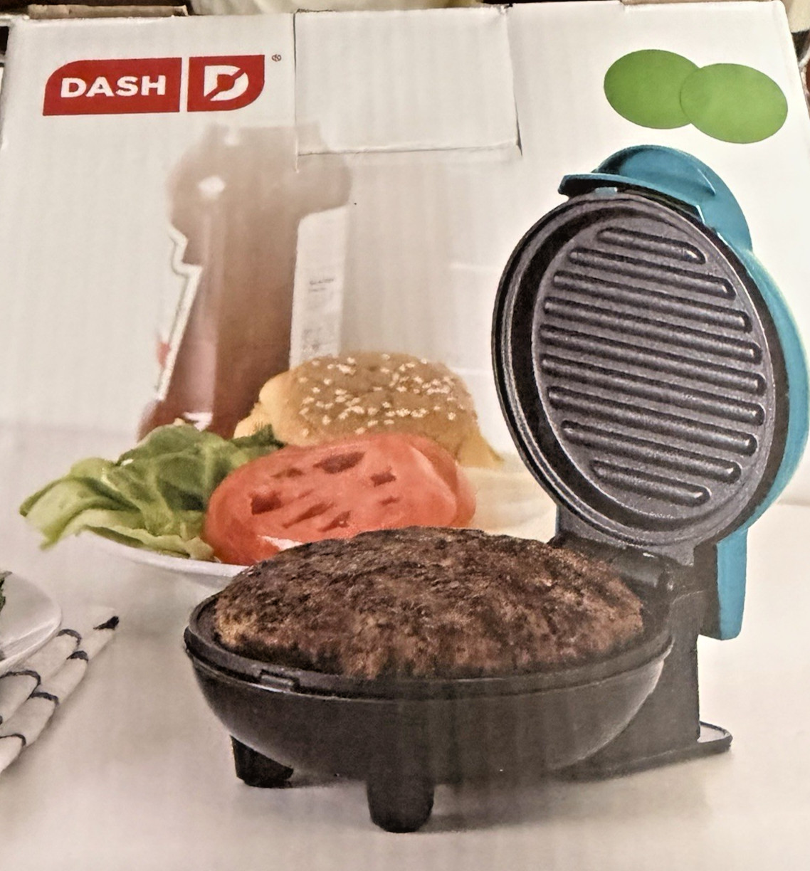 Brand New! DASH Mini Maker Hamburger Grill with 4″ Cooking Surface/350 Watts S10