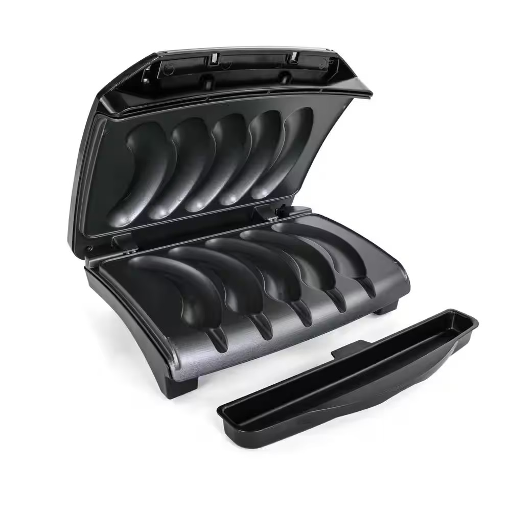110 Sq in Cooking Area Silver Sausage and Brat Indoor Grill with Drip Tray