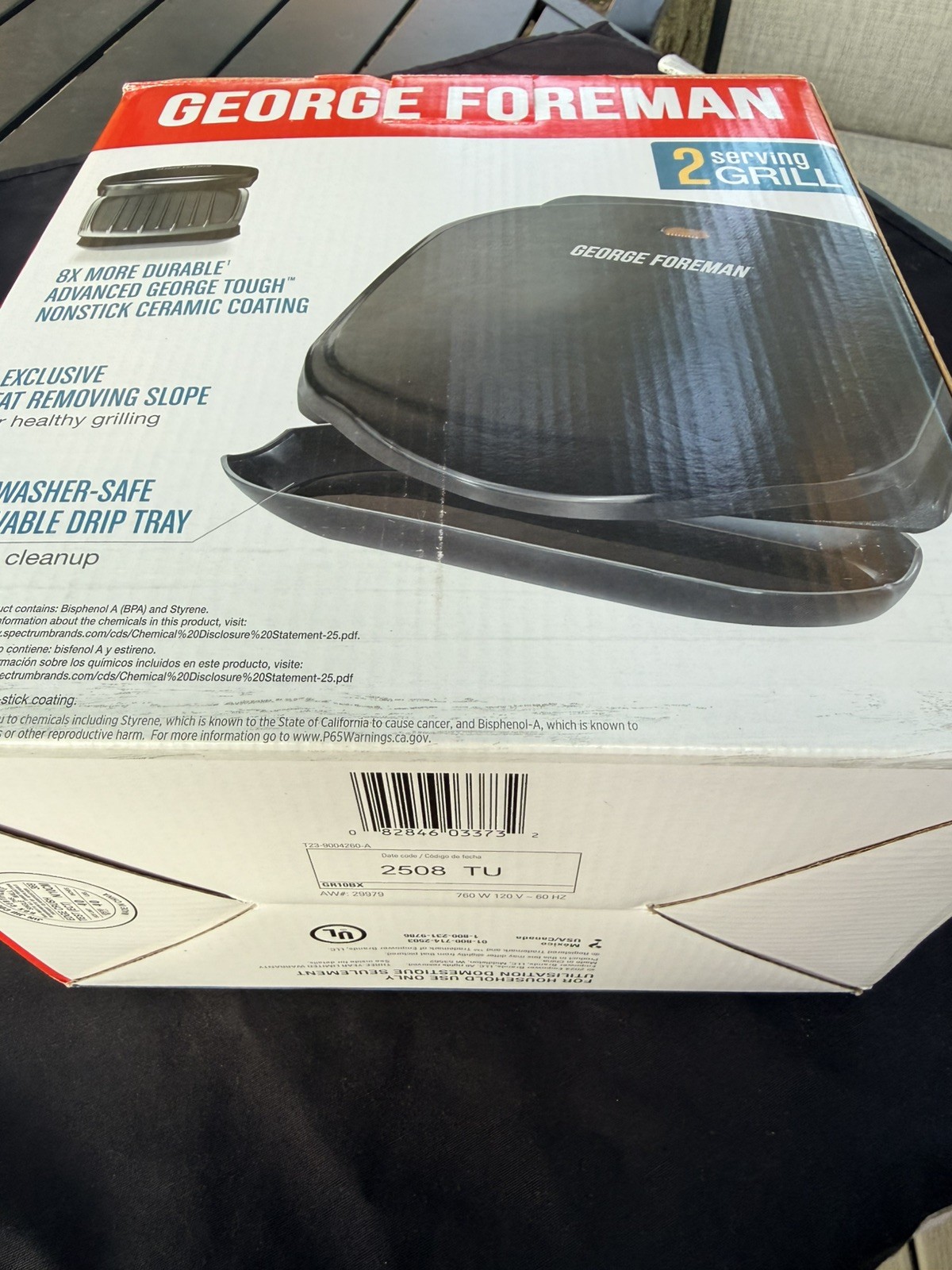 George Foreman GR10BX 2-Serving Indoor Electric Grill Open Box New Complete