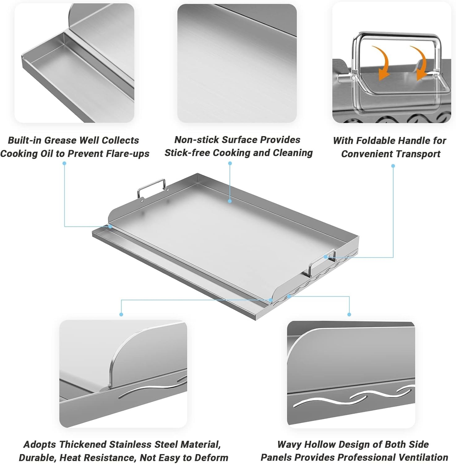 Universal Stainless Steel Griddle – Indoor/Outdoor Cooking`