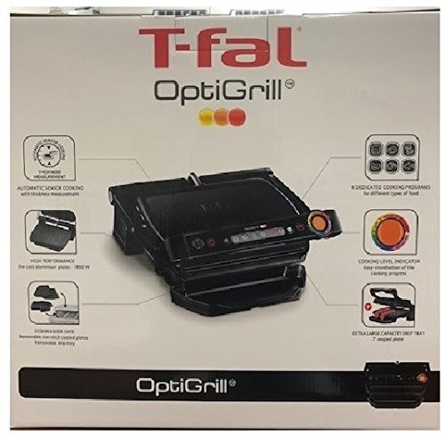 T-FAL OptiGrill Indoor Electric Grill with Removable Plates Black & Recipe Book
