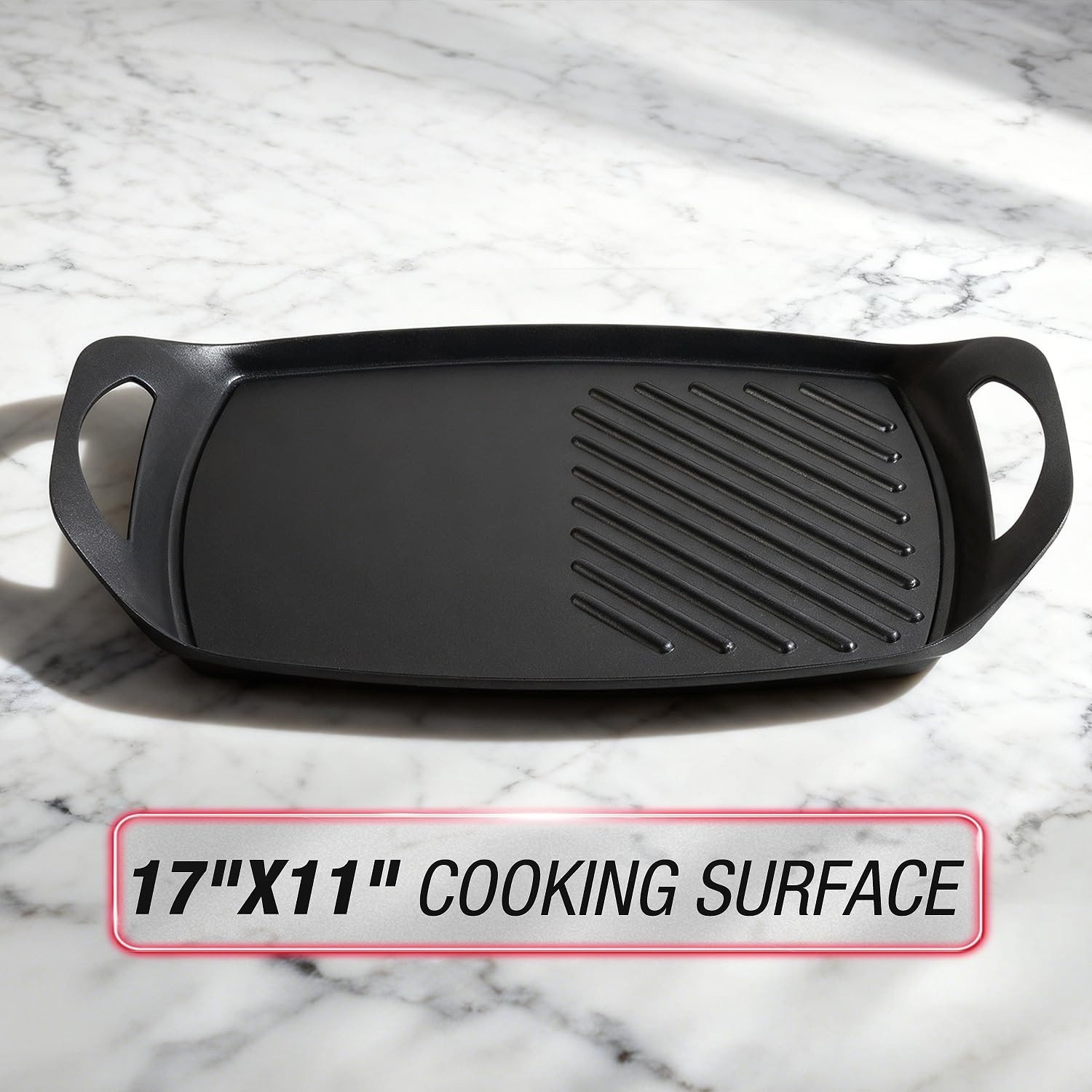 Stove Top Griddle, 17″X11″ Nonstick 2 in 1 Grill Plate/Griddle Pan for Indoor…