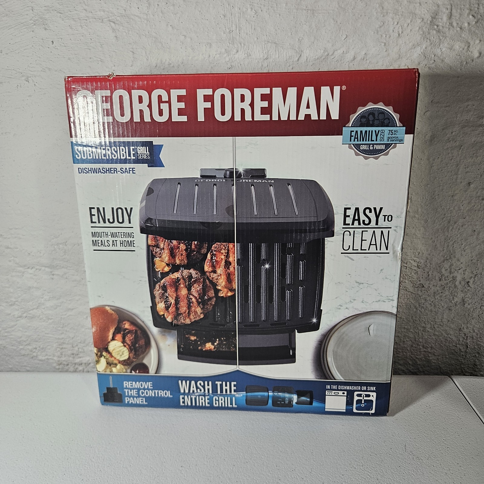 George Foreman – GRECV075B – 5-Serving Submersible Grill – Black Plates