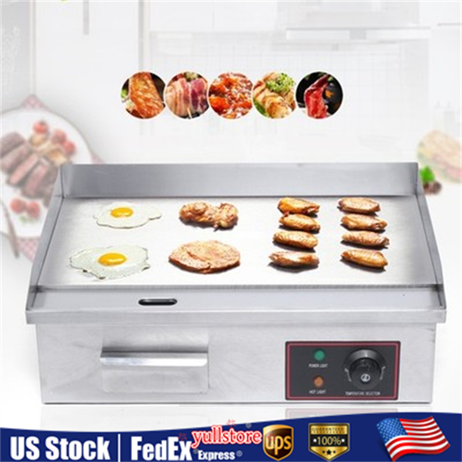 1.6kW 110v Portable Tabletop Flat Top Grill Electric Griddle Outdoor BBQ Camping