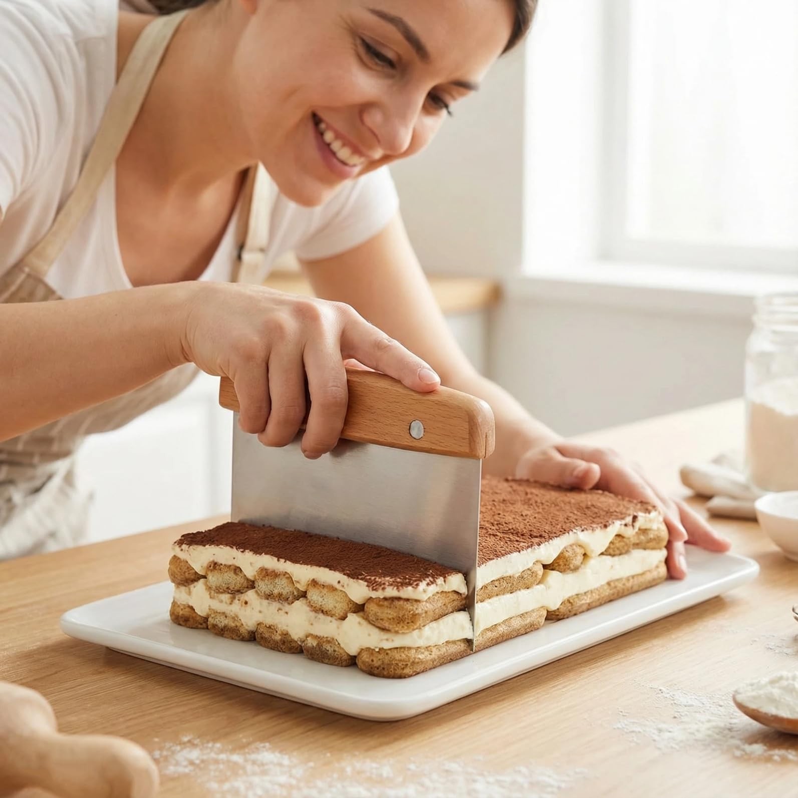 WANRHDZS Dough Cutter, Kitchen Scraper, Food Multipurpose wood