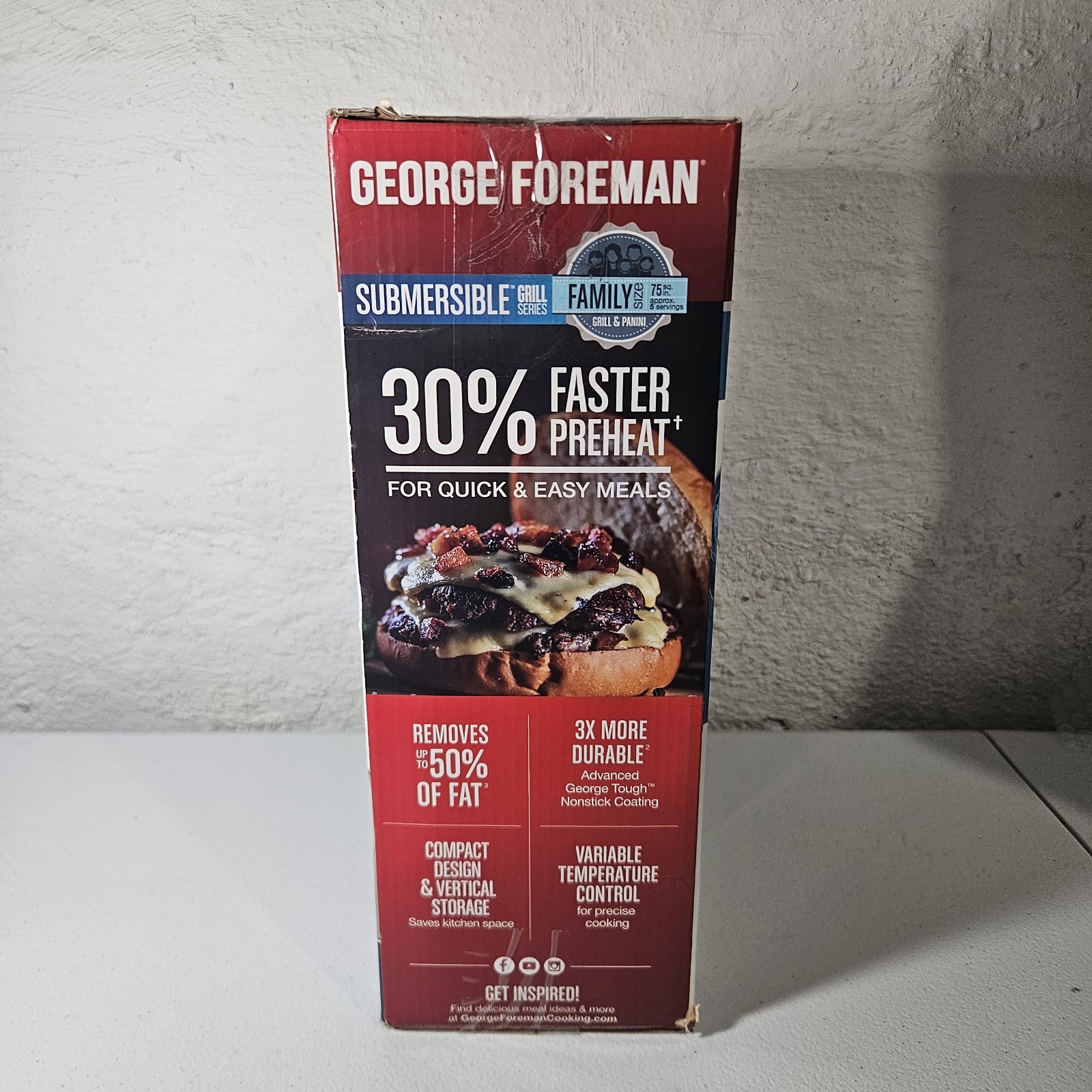 George Foreman – GRECV075B – 5-Serving Submersible Grill – Black Plates