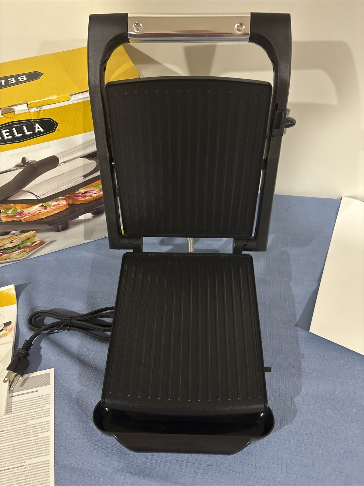 Bella Non-Stick Panini Grill Brushed Stainless Steel – Sensio 13267 – New