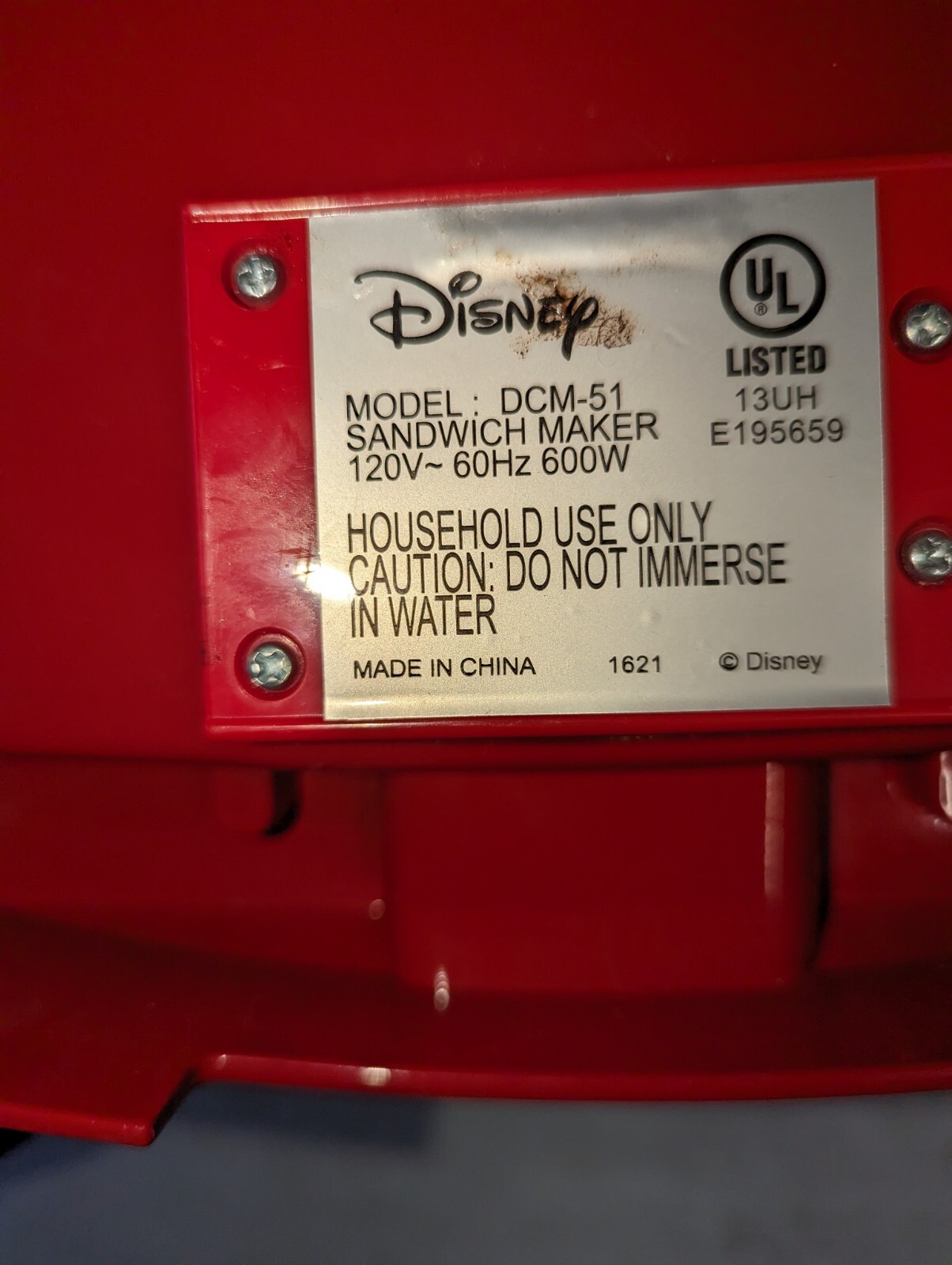 Disney Mickey Mouse French Toast Hot Sandwich Maker DCM-51 600W.