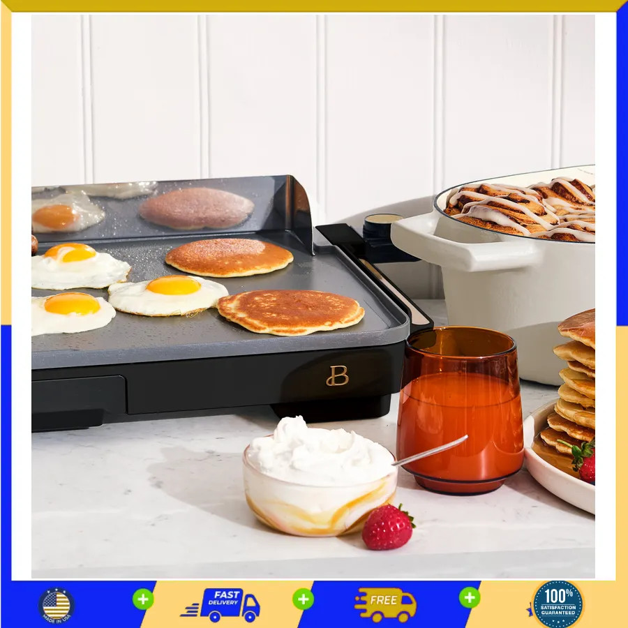 Beautiful Drew Barrymore XL Electric Griddle 12 x 22 Nonstick Black Sesame