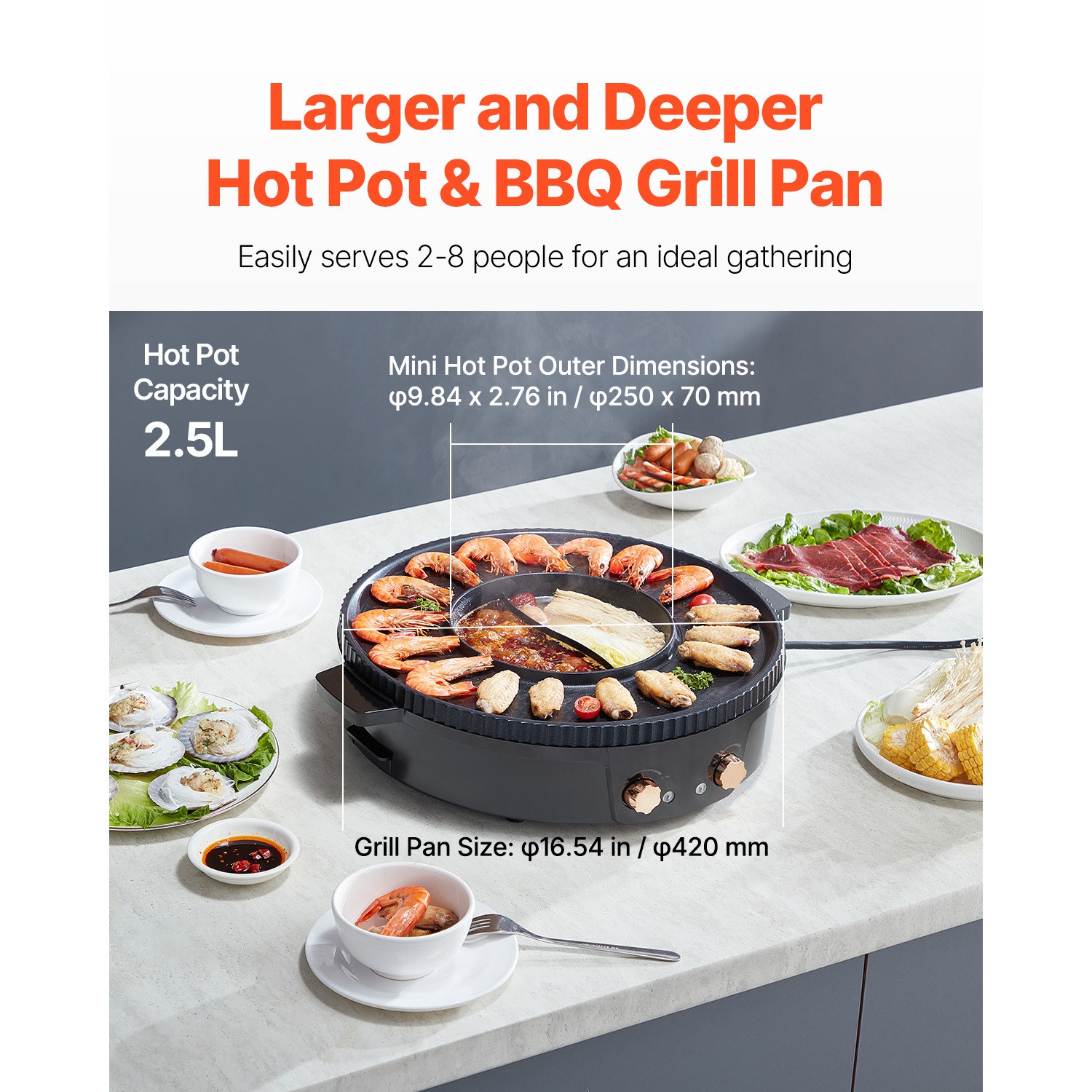 Uimoso 2-in-1 Electric Grill and Hot Pot, 1800W Smokeless Cooker for 2-8 People