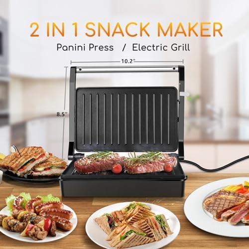 Aigostar 1000W Panini Press Sandwich Maker with Non-Stick Coated Plates | Ind…