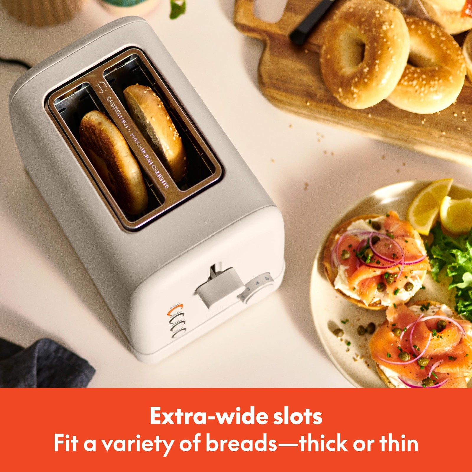 bella 2 Slice Toaster, 6 Setting Shade Control w Reheat, 2 Slice, Oatmilk