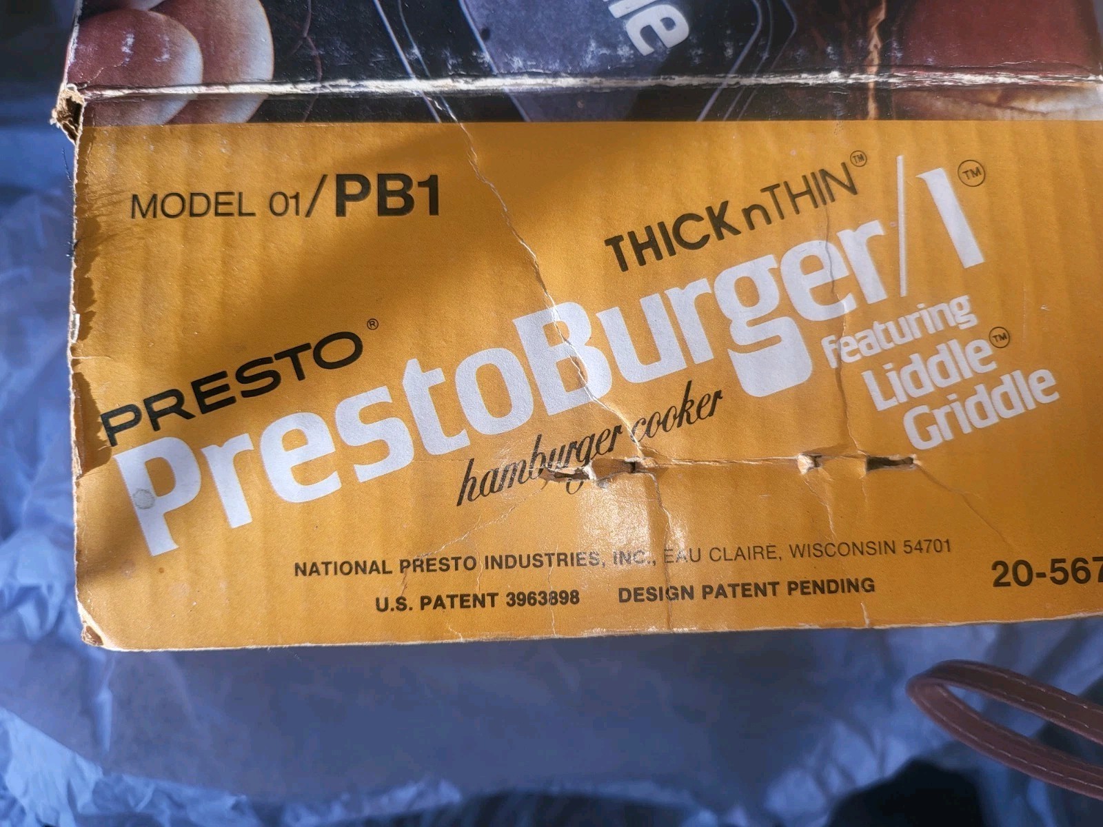 Vintage Presto Liddle Griddle 1 Burger Hamburger Eggs Cooker Model 01/PB1