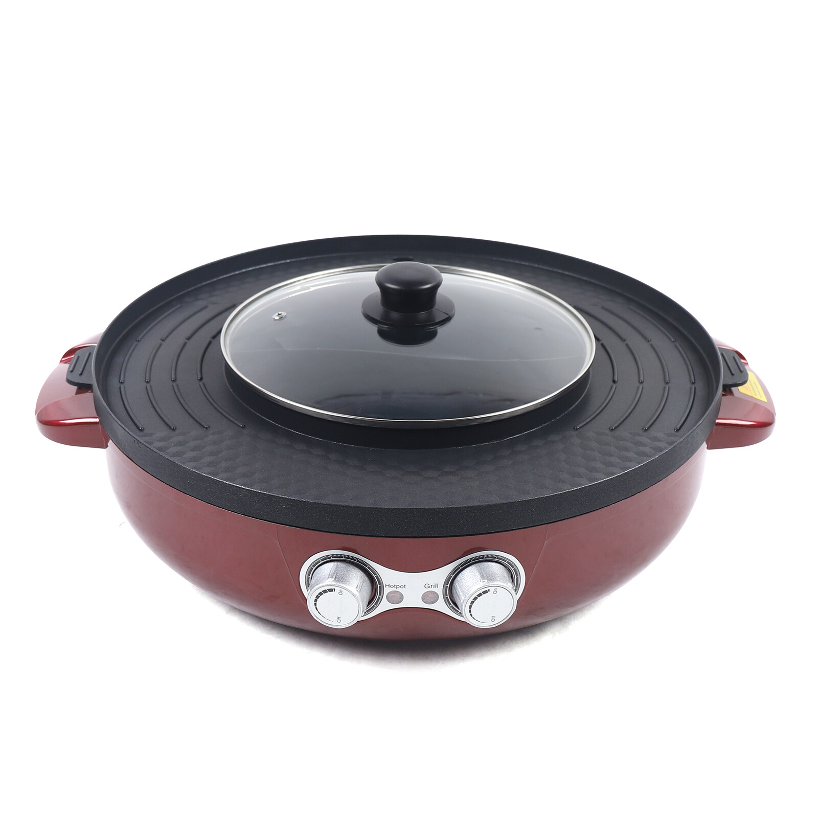 2200W 2 in 1 Electric Smokeless Grill Hot Pot BBQ Grill Shabu Pot 110V US