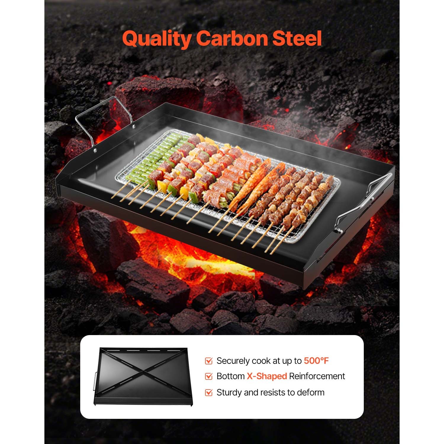 Uimoso 24×16 in Carbon Steel Flat Griddle for BBQ and Cooking