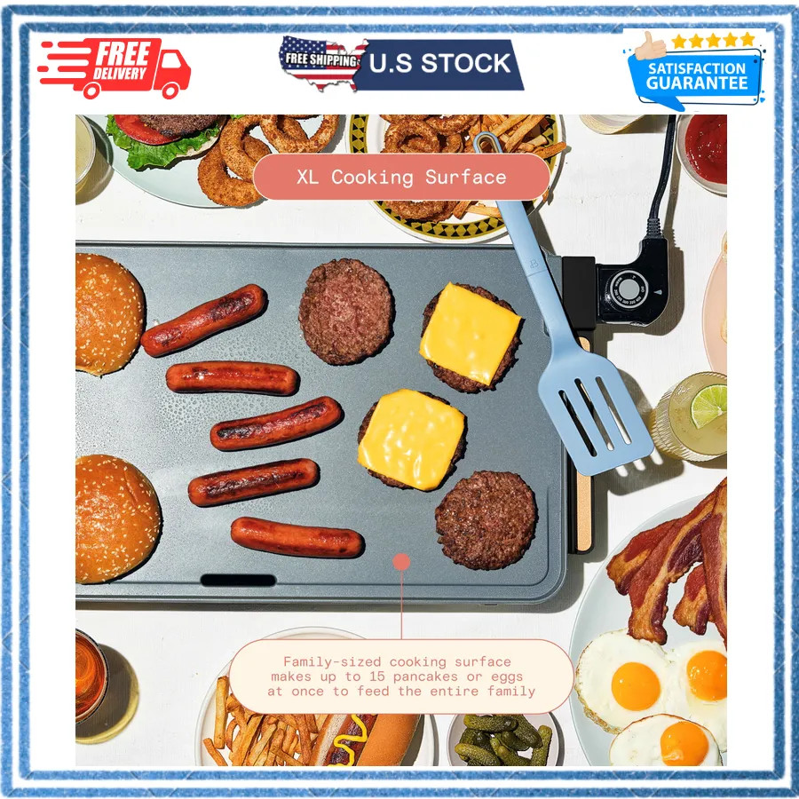 Beautiful Drew Barrymore XL Electric Griddle 12 x 22 Nonstick Black Sesame