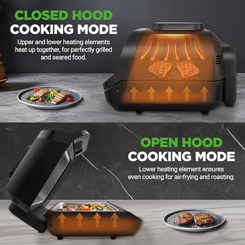 NutriChef Indoor Smokeless Grill Air Fryer 6L 7 Functions