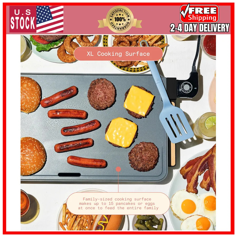 Beautiful Drew Barrymore XL Electric Griddle 12 x 22 Nonstick Black Sesame