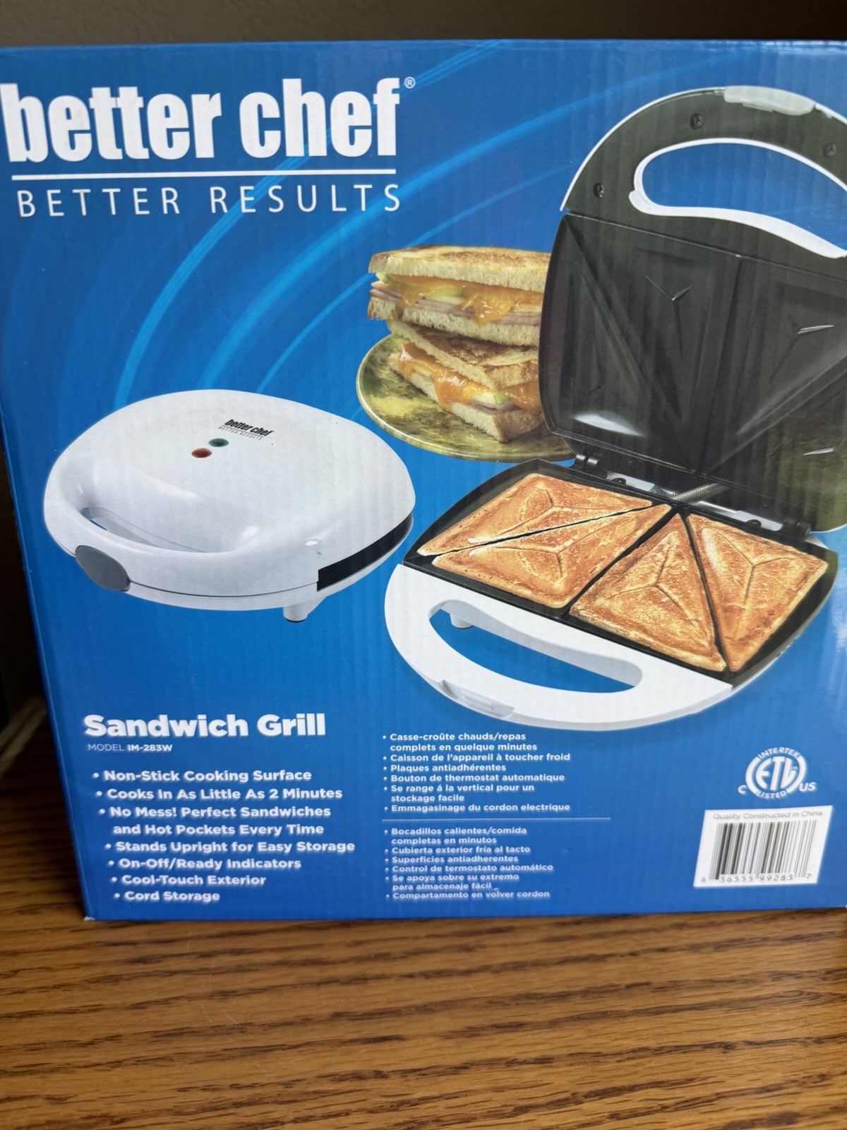 Better Chef IM-283W Sandwich Grill 1100W Non-Stick Cool Touch White/Black