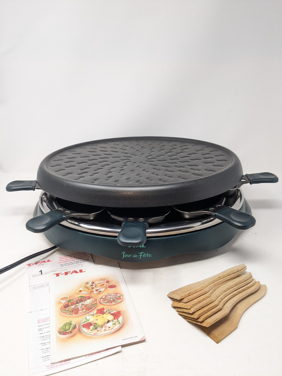 Rare T-Fal Tour De Fete Gourmet Raclette Grill 8 Tray Dinner Party Made n France