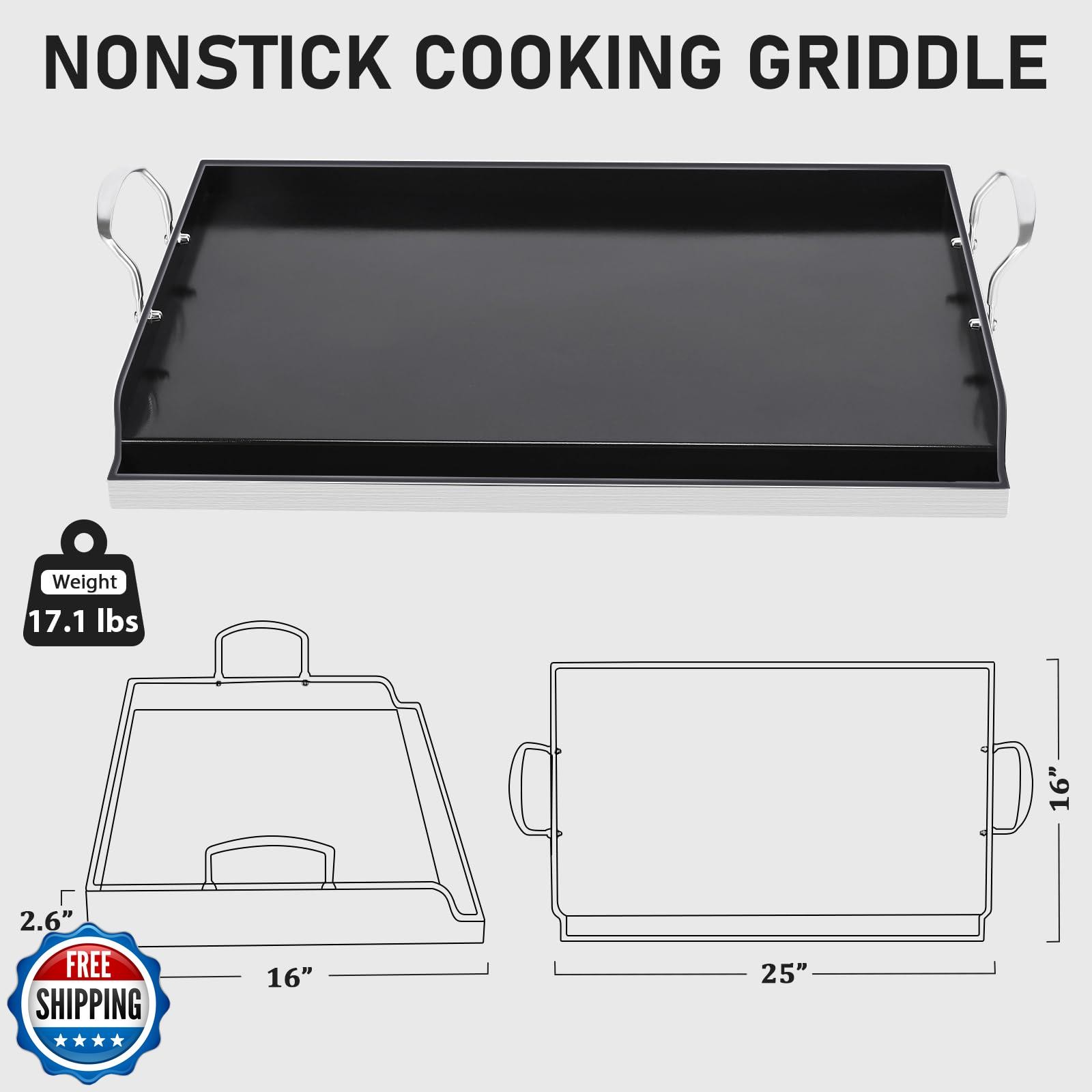 Utheer 25″ x 16″ Ceramic Nonstick Stainless Steel Griddle for Gas, Charcoal a