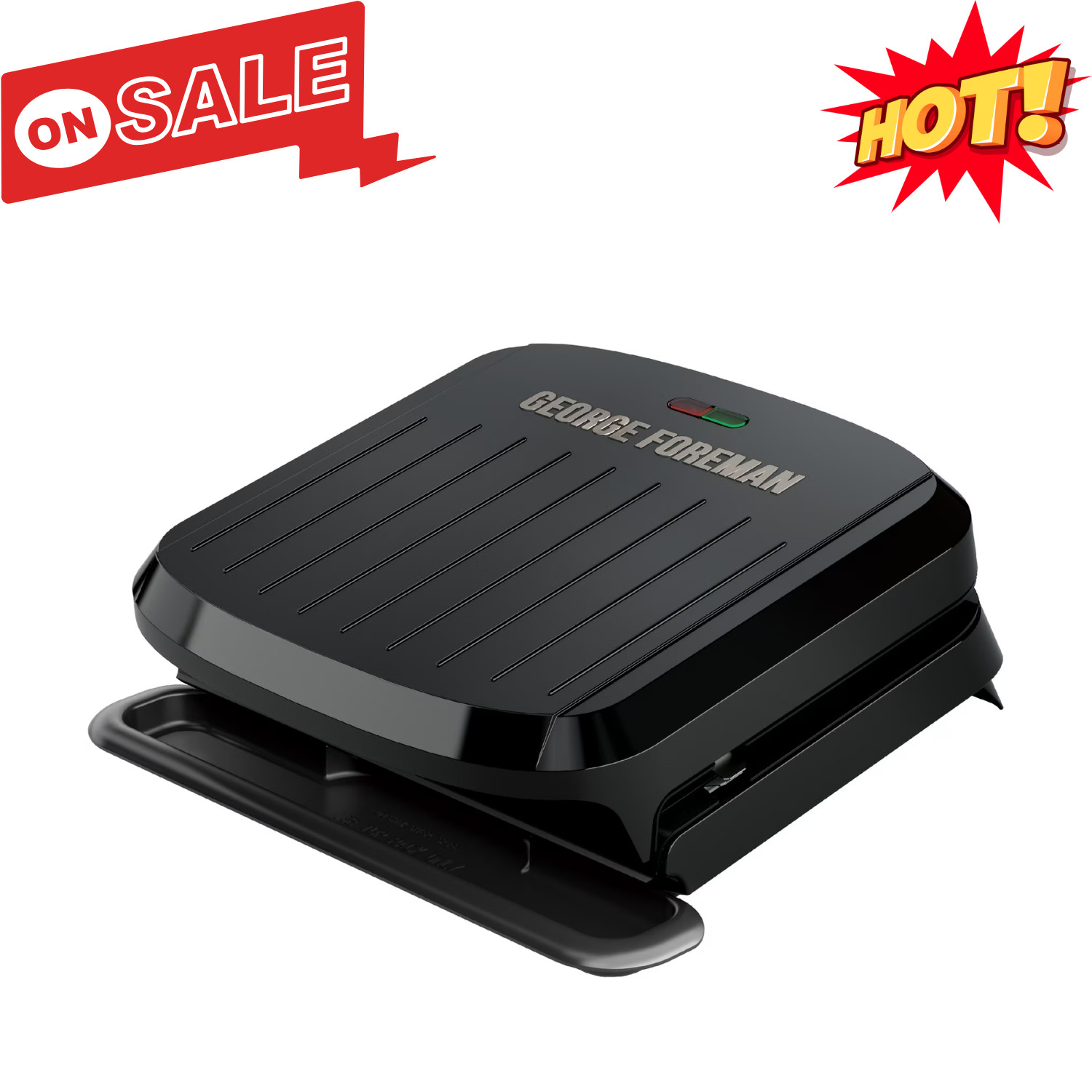 George Foreman 4-Serving Electric Grill & Panini Press Removable Plates Black