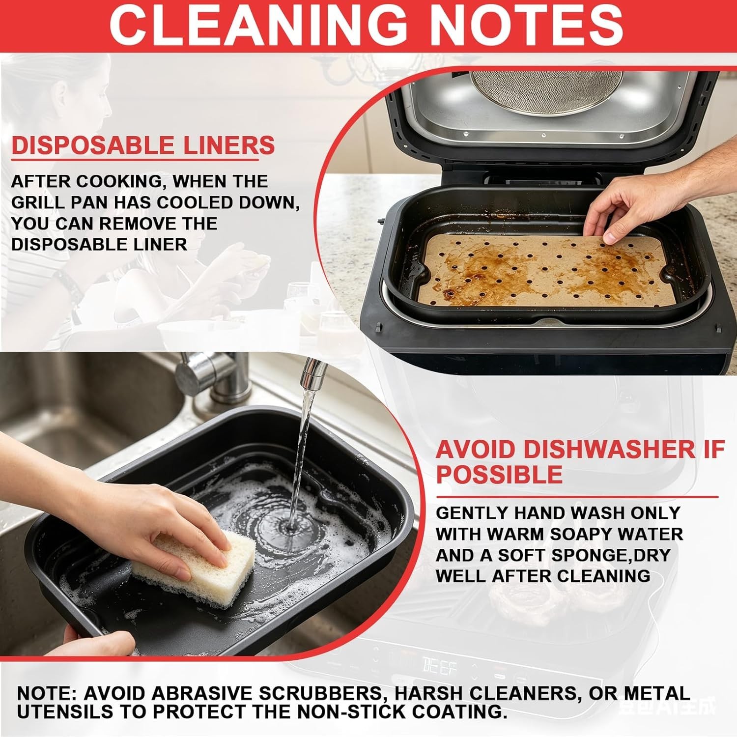 Foodi Smart Grill Pans & Air Fryer Liners for Ninja FG551 Foodi XL 6-in-1 Indoor