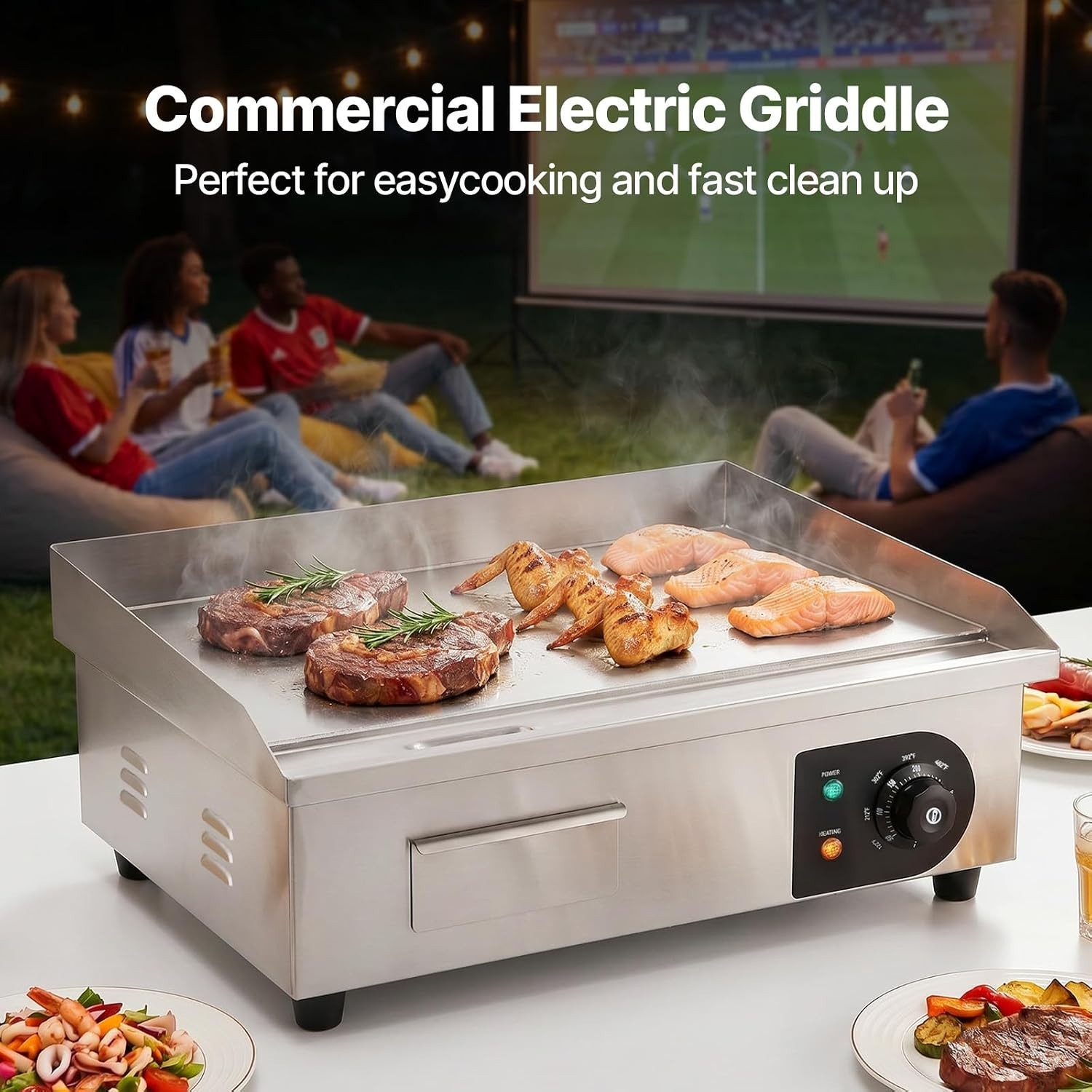 Commercial Electric Griddle, 22″, Countertop Flat Top Griddle | Stainless Ste…