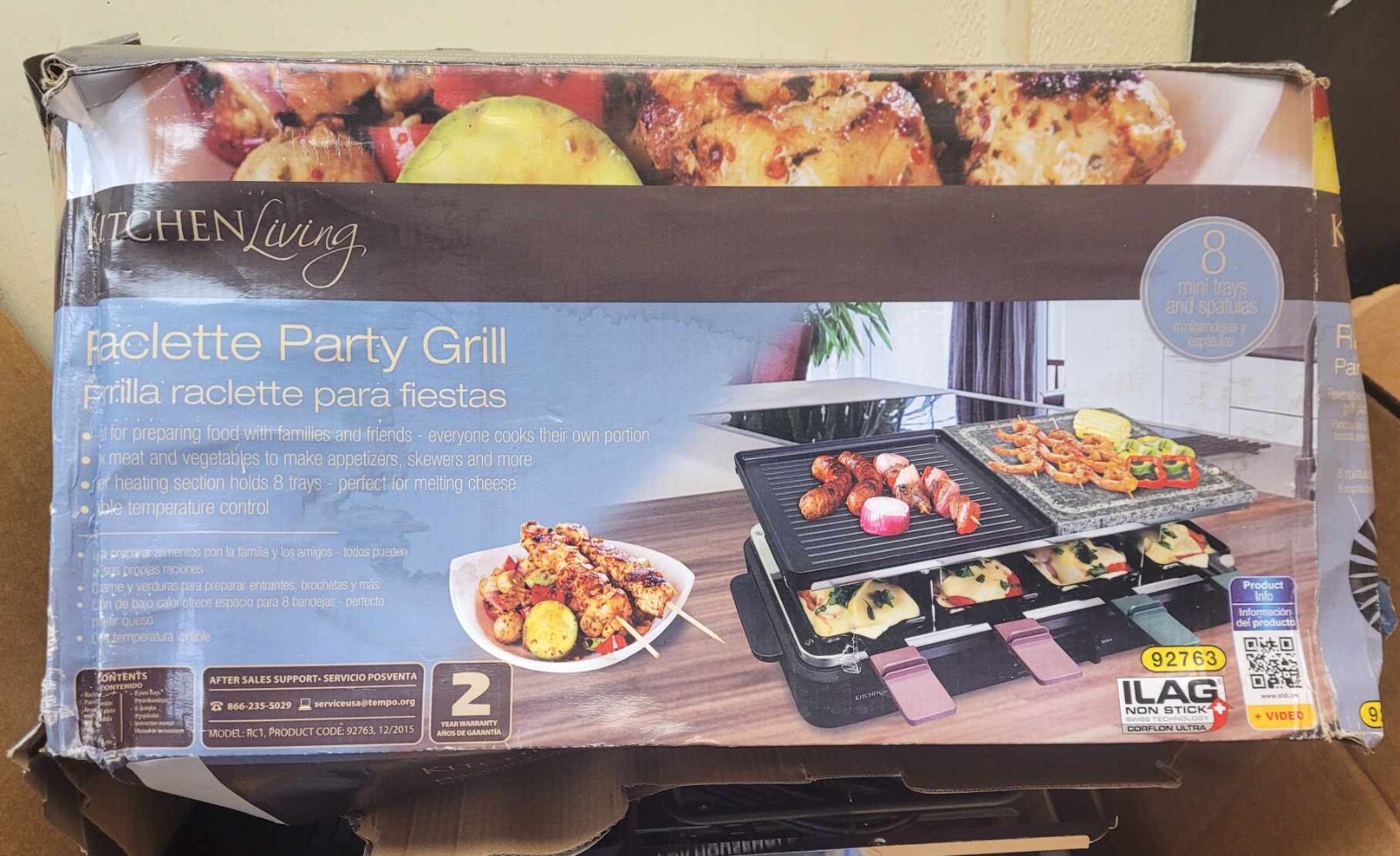 Kitchen Living 8 Person Raclette Party Grill Non Stick NEW – Ruined Box