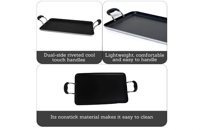 Plancha de doble quemador antiadherente Nuevo Original para asar etc