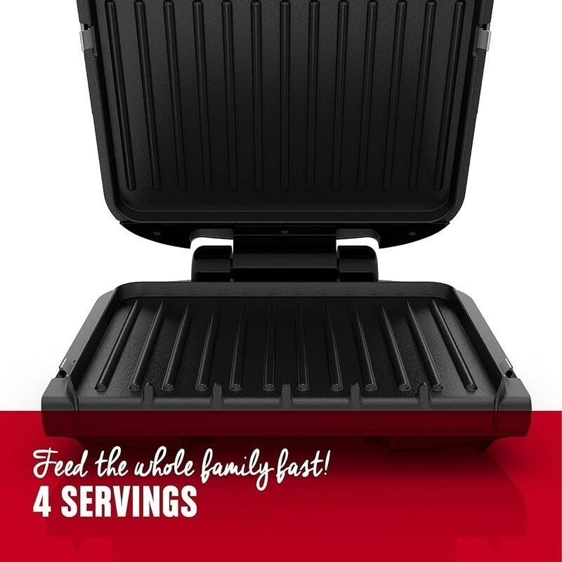 4-Serving Electric Grill Non-Stick Removable Plates Indoor Grill Panini Press US