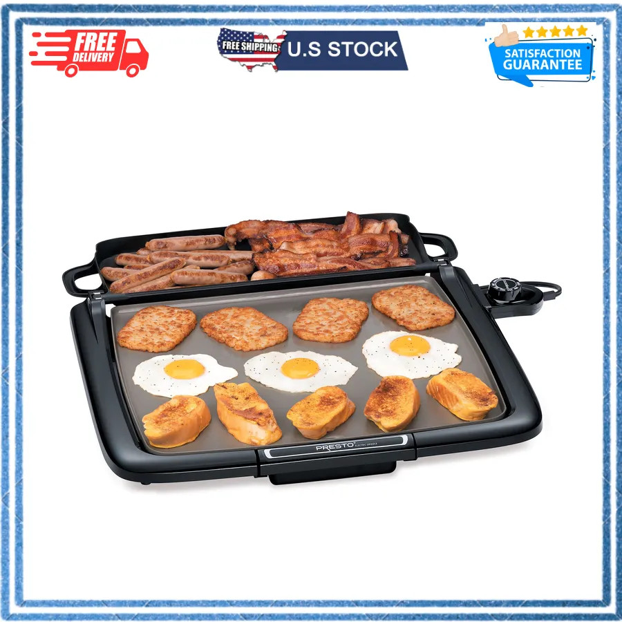 Presto Ceramic Nonstick Electric Griddle with Warming Tray