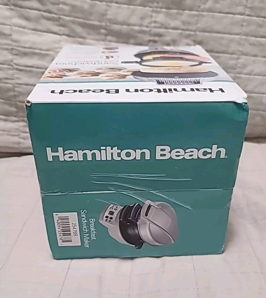 NIB Hamilton Beach Breakfast Sandwich Maker Silver Model 25478R