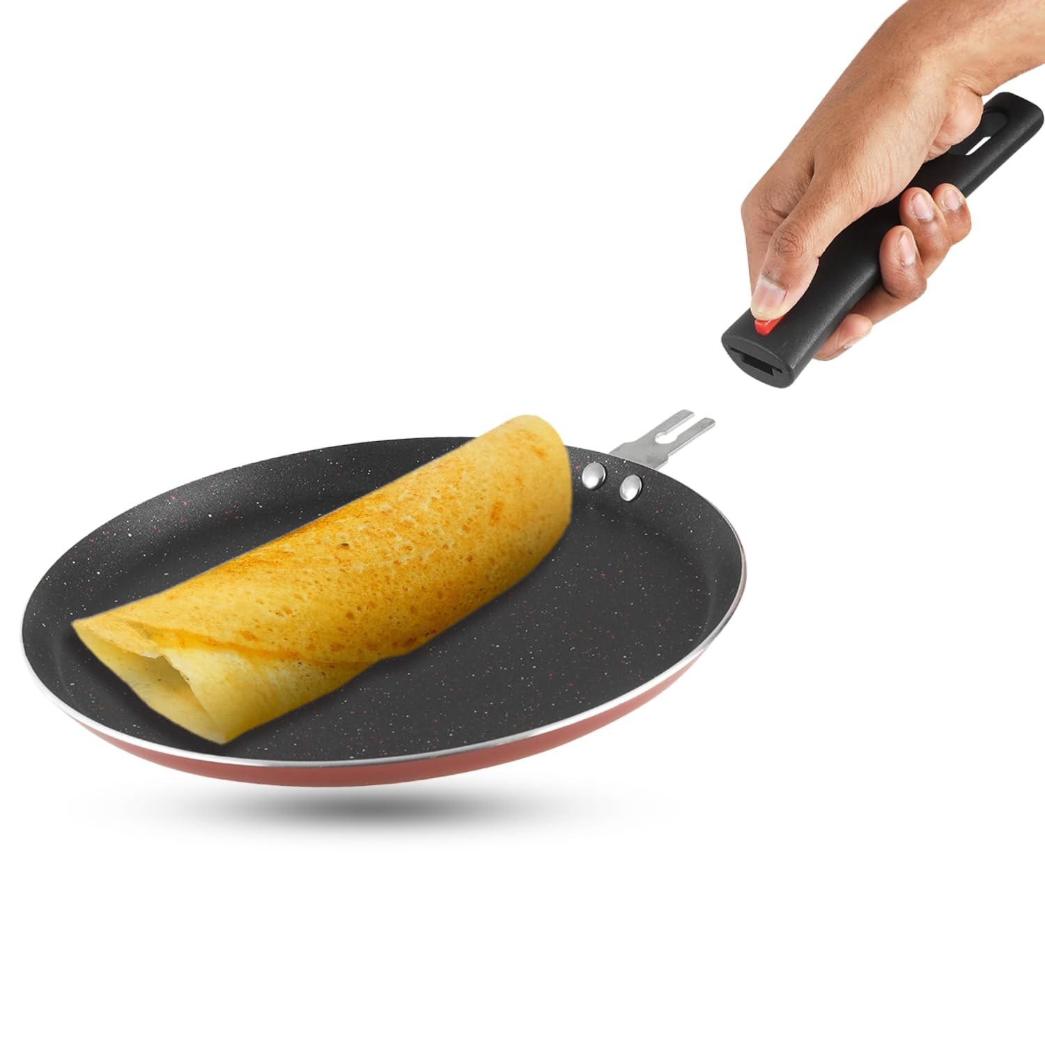 Vinod Stick-Free Aluminium Dosa Tawa with Removable Handle, Induction Base