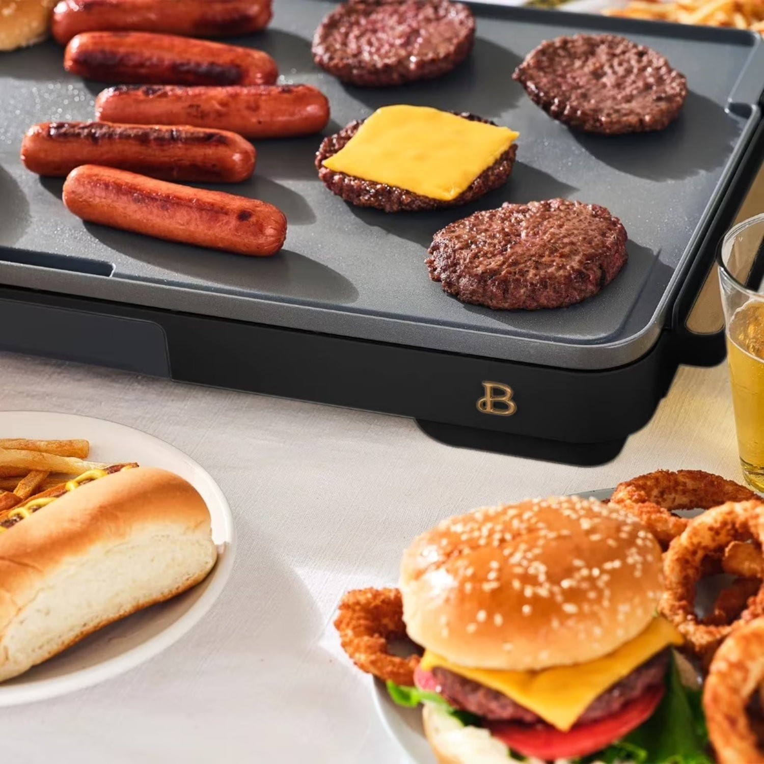 Beautiful XL Electric Griddle 12 x 22 Inch Ceramic Nonstick Black Sesame