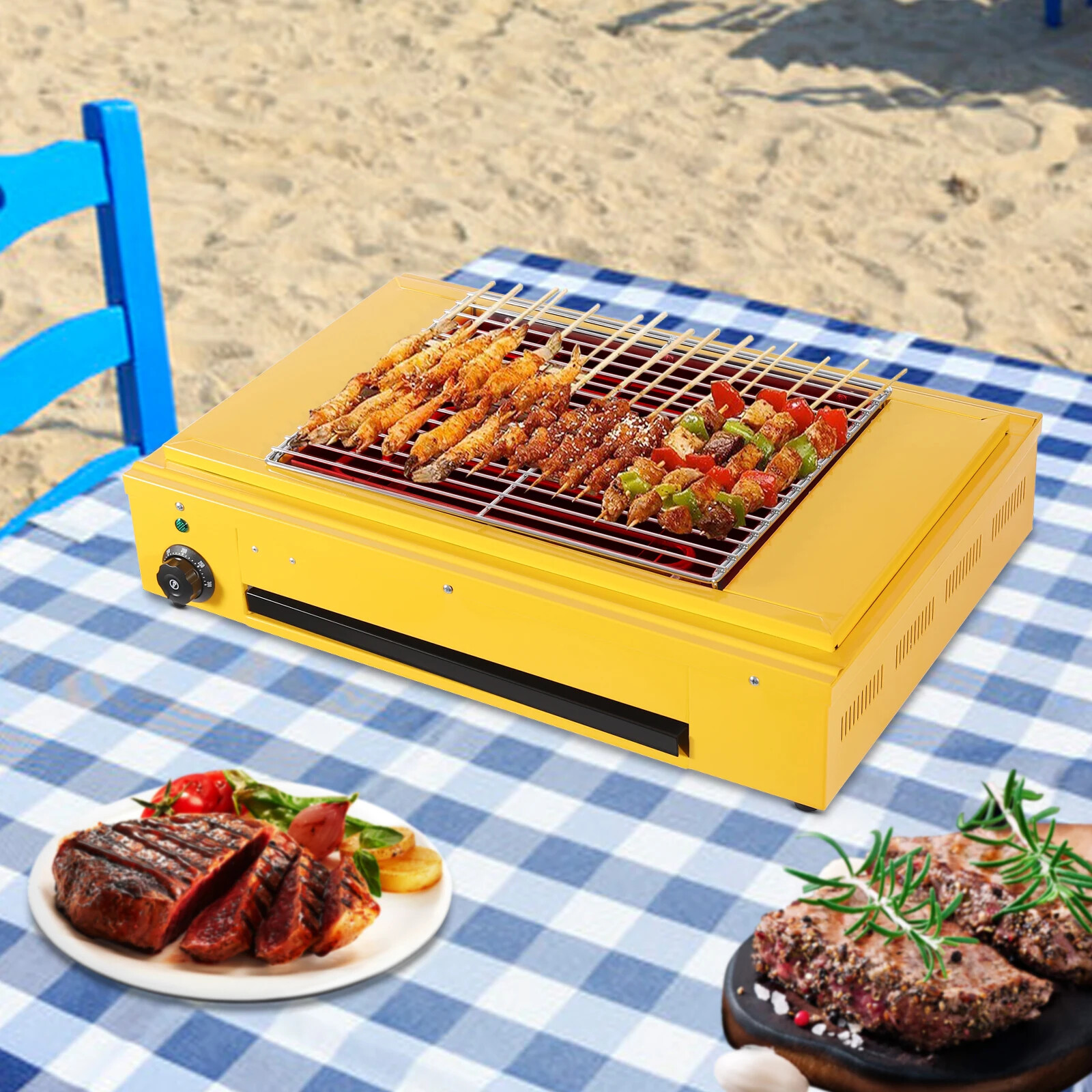 Portable Outdoor Barbecue Grill Electric Grill Electric Indoor Grill Yellow