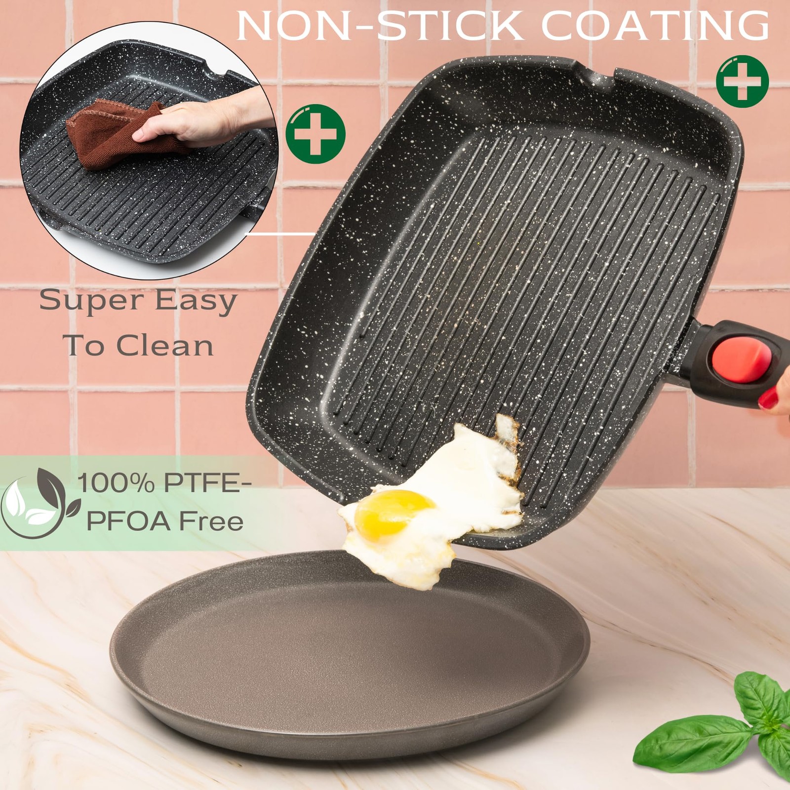 Moss & Stone Square Size: 11″x11″ pan (10.5″ cook area), 7.1″ handle, Black