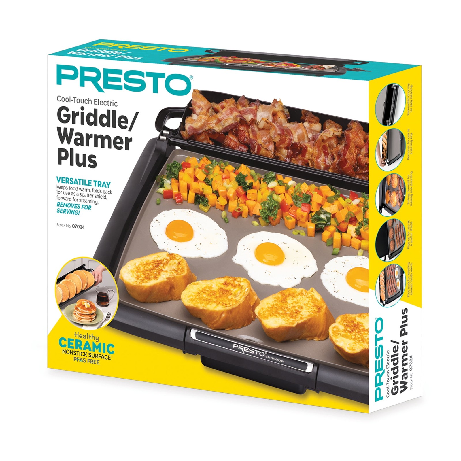 Ceramic Nonstick Electric Griddle/Warmer Plus with Multifunction Tray