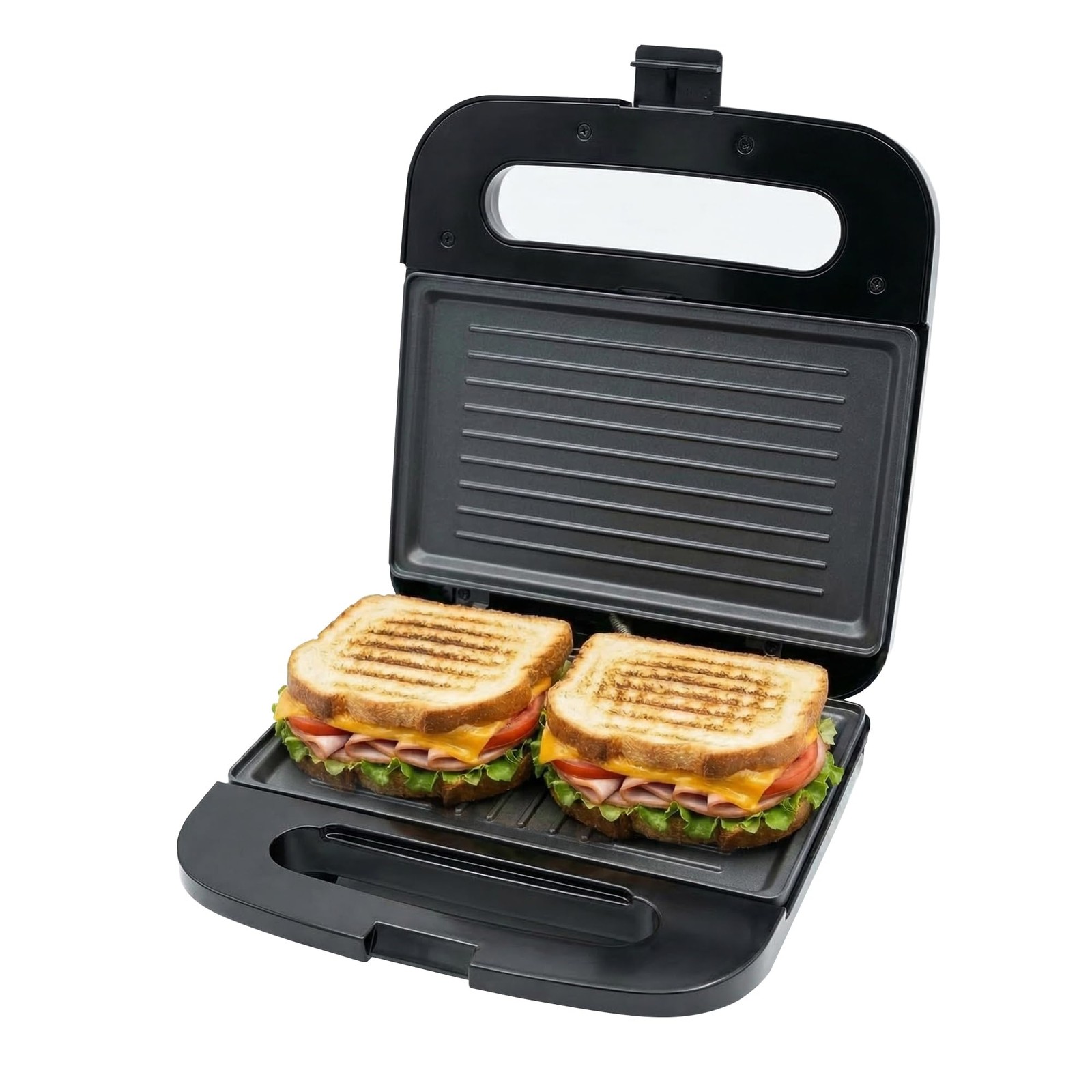 Electric Panini Press Grill Nonstick Plates Thermostat Control Compact Black New