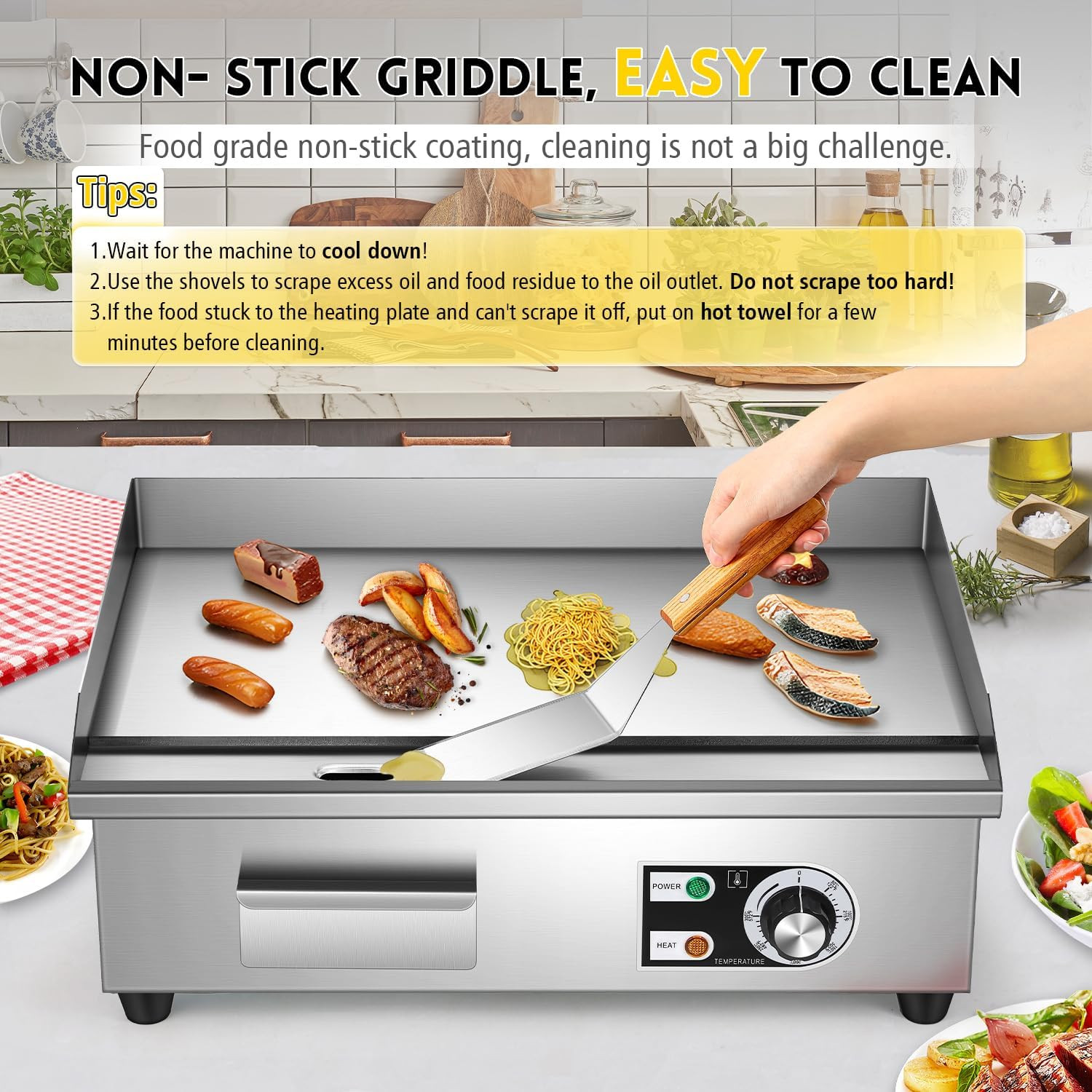 Moogiantgo 22” Electric Griddle – 1600W Non-Stick Flat Top Grill