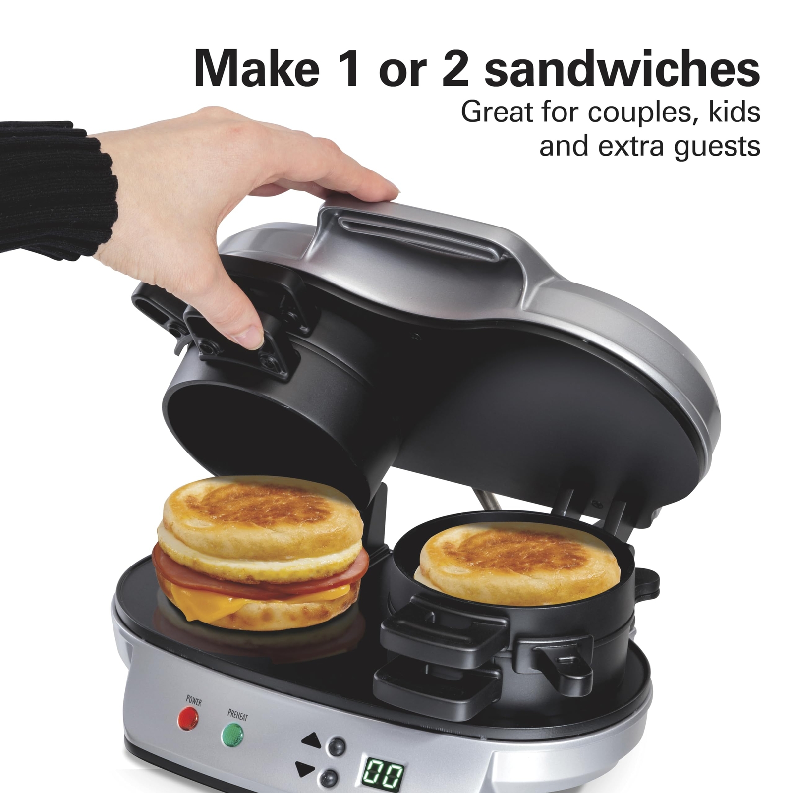 Hamilton Beach Dual Breakfast Sandwich Maker with Timer Silver 25490A