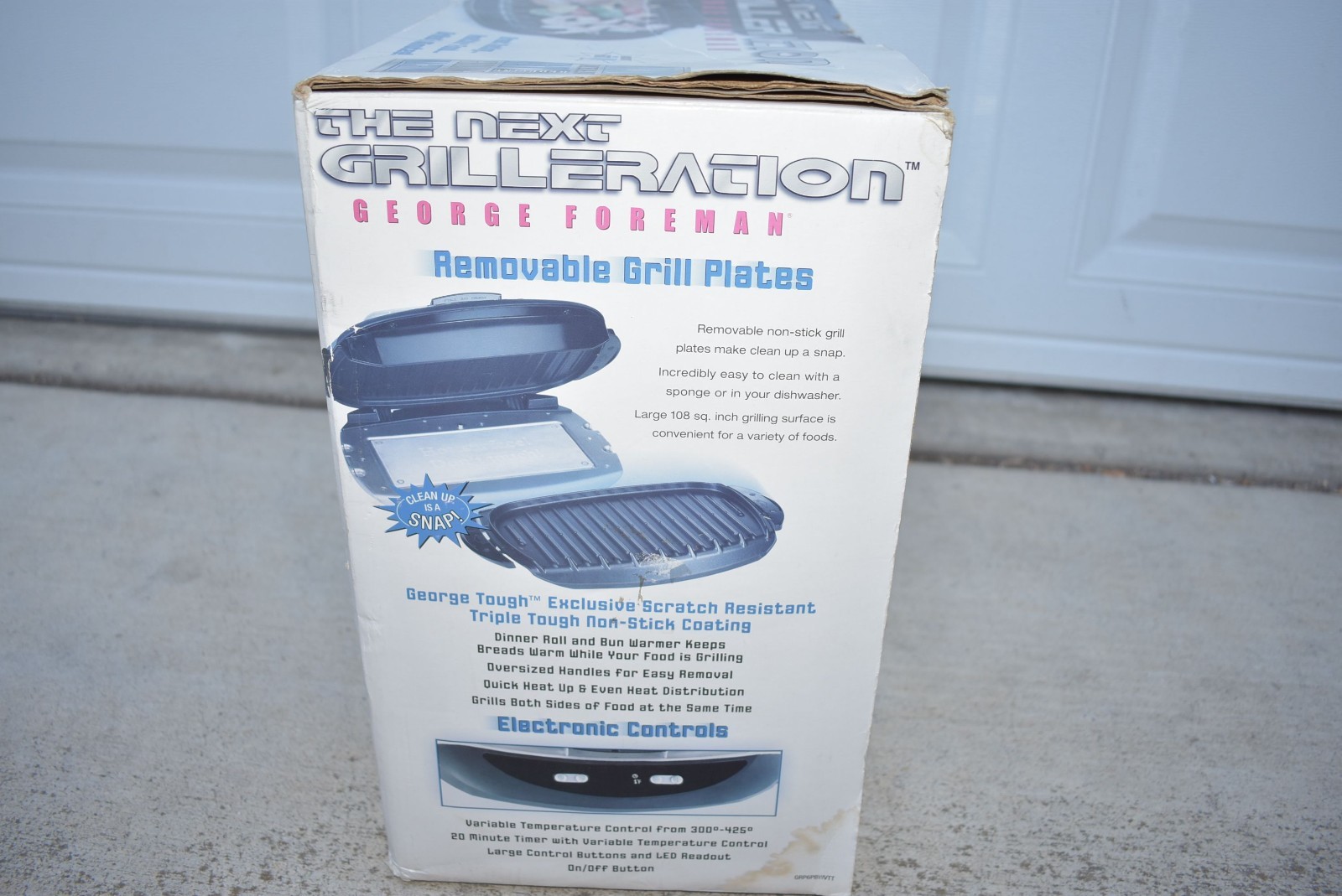 GEORGE FORMAN THE NEXT GRILLERATION INDOOR ELECTRIC GRILL & GRIDDLE W/BUN WARMER