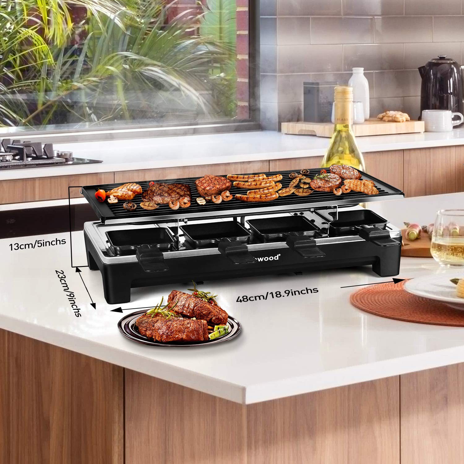 Raclette Table Grill, Indoor Grill Korean BBQ Grill, Removable 2-in-1 Non-Sti…