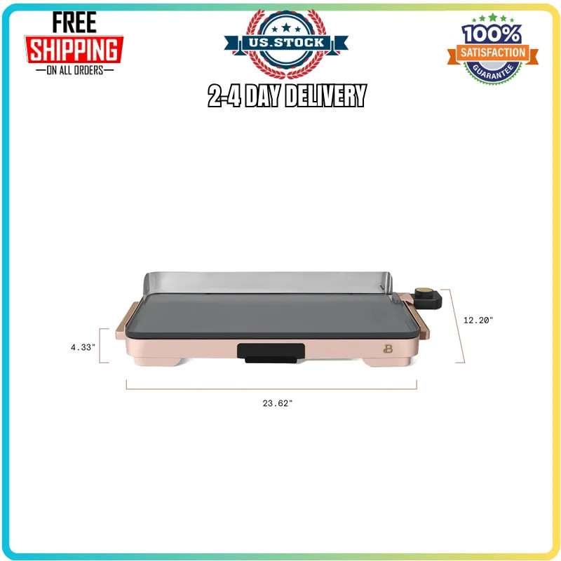 Beautiful Drew Barrymore XL Electric Griddle 12×22 Nonstick Pink Plancha